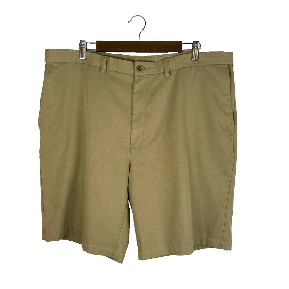 Cool 18 Pro Golf Shorts Sz 40 Chino Flat Front Tan Khaki Pockets Performance